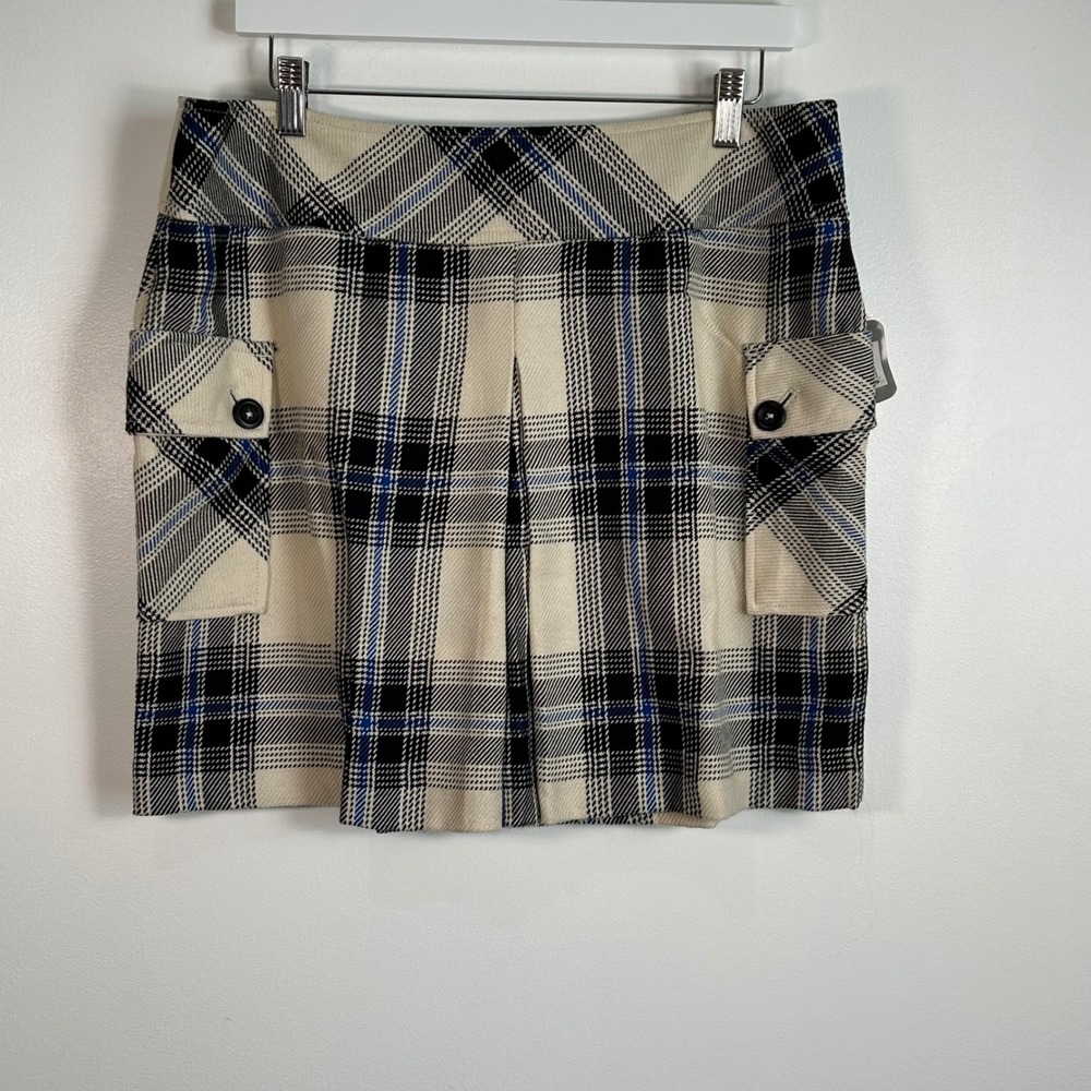 Y2K Mossimo Womens‎ Plaid Mini Skirt Black White Blue Size 14 Cargo Pockets NWT